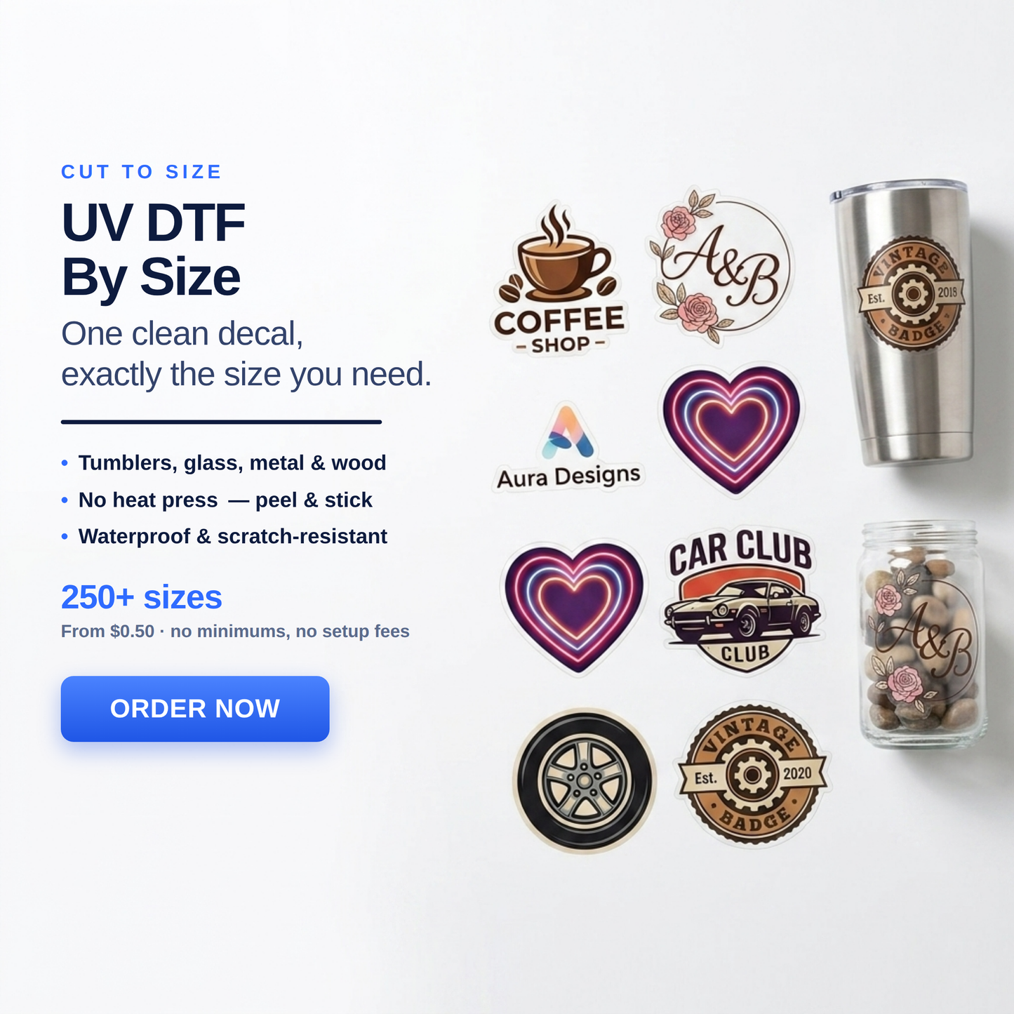 UV DTF Transfers By Size
