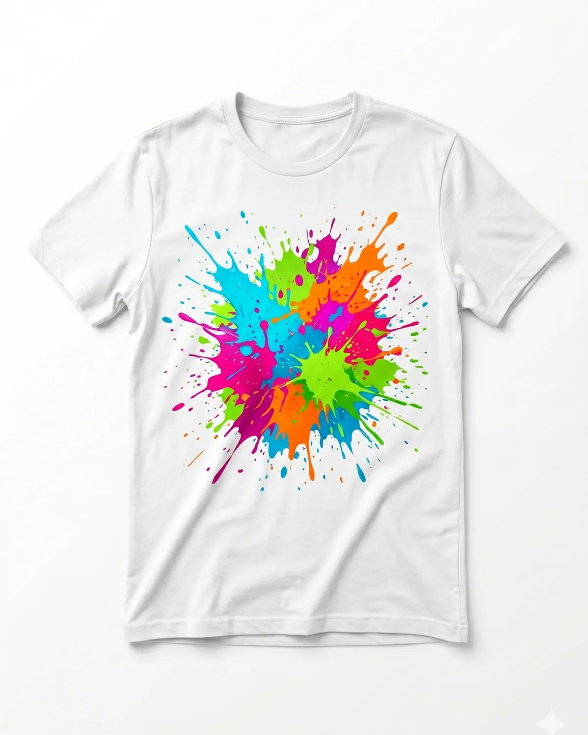 Full-color DTF transfer being heat-pressed onto a black t-shirt