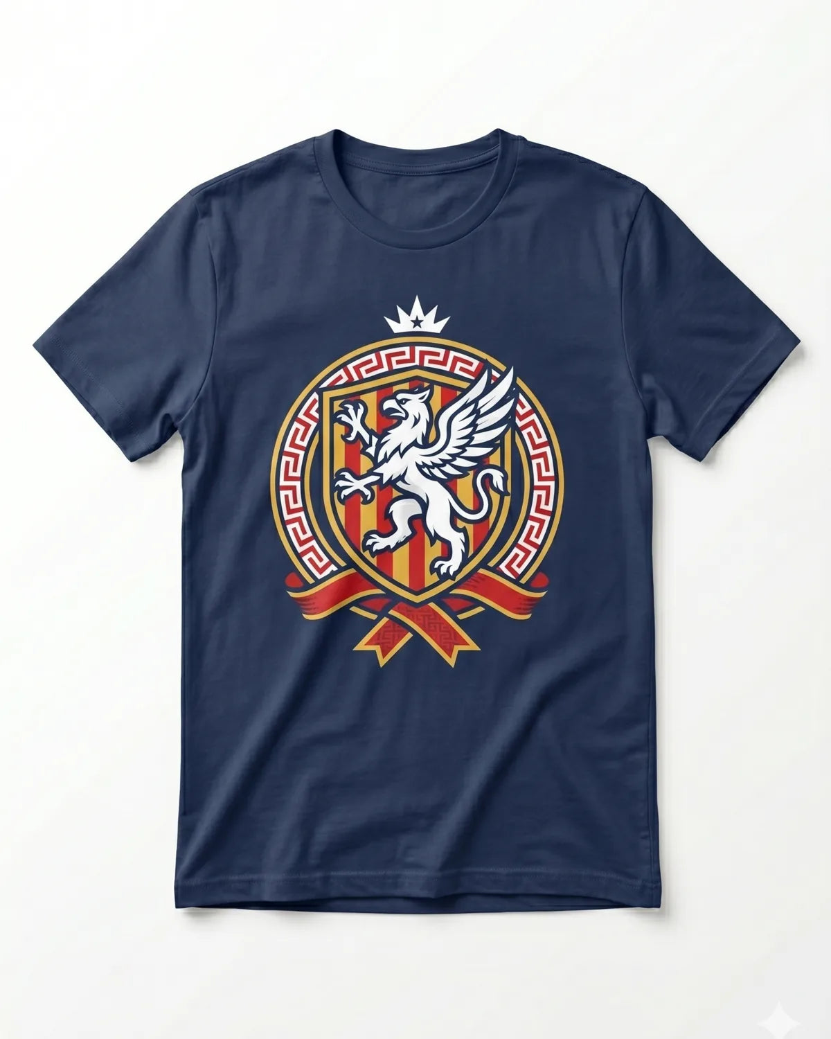 Full-color DTF transfer being heat-pressed onto a black t-shirt