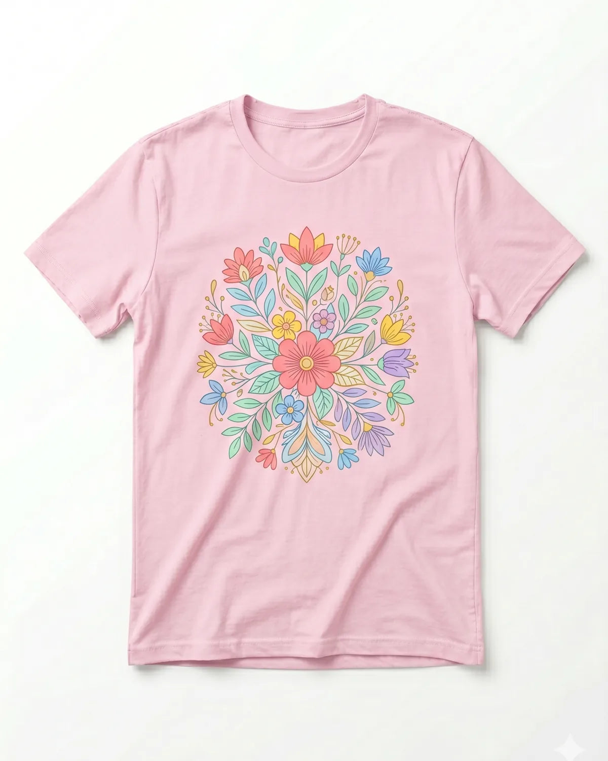 Full-color DTF transfer being heat-pressed onto a black t-shirt